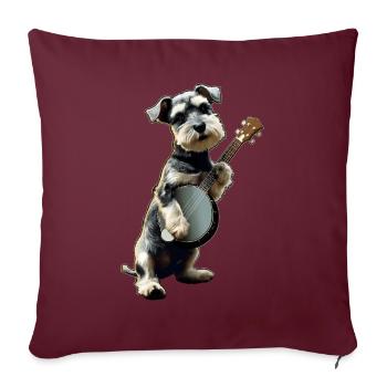 Schnauzer Chien Joueur de Banjo Bluegrass - Housse de coussin décorative 45 x 45 cm - bordeaux - Devant