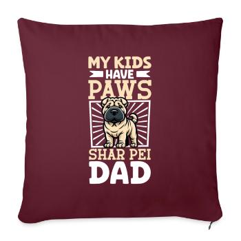 Shar-Pei Papa - Housse de coussin décorative 45 x 45 cm - bordeaux - Devant