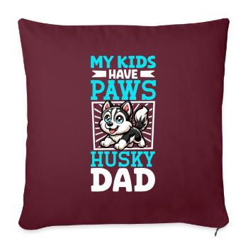 Papa husky sibérien - Housse de coussin décorative 45 x 45 cm - bordeaux - Devant