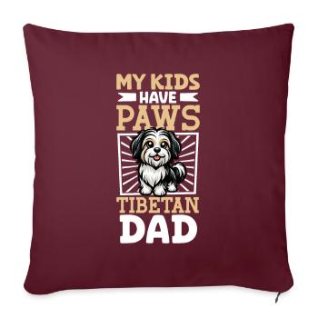 Papa terrier tibétain - Housse de coussin décorative 45 x 45 cm - bordeaux - Devant
