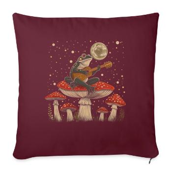 Cottagecore esthétique grenouille jouant de la guitare Pil - Housse de coussin décorative 45 x 45 cm - bordeaux - Devant