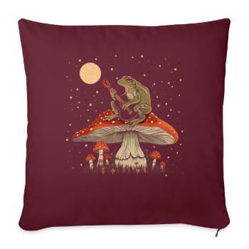 Cottagecore esthétique grenouille jouant de la guitare Pil - Housse de coussin décorative 45 x 45 cm - bordeaux - Devant