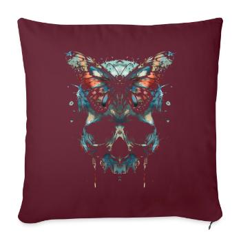 Esthétique Weirdcore Crâne Papillon Strangeco - Housse de coussin décorative 45 x 45 cm - bordeaux - Devant