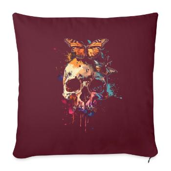 Esthétique Weirdcore Crâne Papillon Strangeco - Housse de coussin décorative 45 x 45 cm - bordeaux - Devant