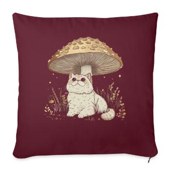 Cottagecore Esthétique Chat Mignon Champignon Sorcière - Housse de coussin décorative 45 x 45 cm - bordeaux - Devant
