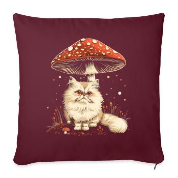 Cottagecore Esthétique Chat Persan Champignon Witchy Fl - Housse de coussin décorative 45 x 45 cm - bordeaux - Devant