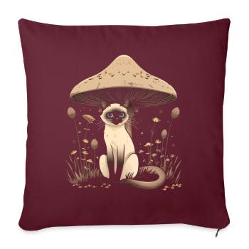 Cottagecore esthétique Chat siamois champignon wit - Housse de coussin décorative 45 x 45 cm - bordeaux - Devant