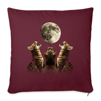 Chat du Bengale Lune Hurlante - Housse de coussin décorative 45 x 45 cm - bordeaux - Devant