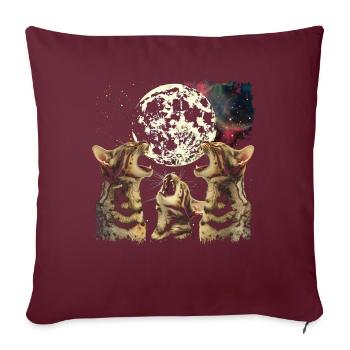 Chat du Bengale Lune Hurlante - Housse de coussin décorative 45 x 45 cm - bordeaux - Devant