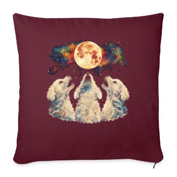 Bichon frisé chien lune hurlante - Housse de coussin décorative 45 x 45 cm - bordeaux - Devant