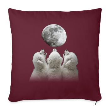 Bichon frisé chien lune hurlante - Housse de coussin décorative 45 x 45 cm - bordeaux - Devant