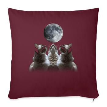 Chat Birman Lune Hurlante - Housse de coussin décorative 45 x 45 cm - bordeaux - Devant