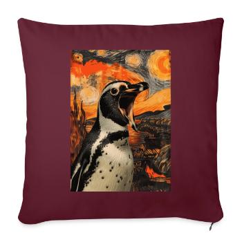 Pinguin - Sofakissenbezug 45 x 45 cm - Burgunderrot - Vorne