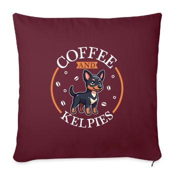 Café et Kelpie australien - Housse de coussin décorative 45 x 45 cm - bordeaux - Devant