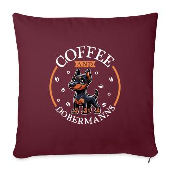Kaffee und Dobermann - Sofakissenbezug 45 x 45 cm - Burgunderrot - Vorne