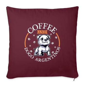 Kaffee und Dogo Argentino - Sofakissenbezug 45 x 45 cm - Burgunderrot - Vorne