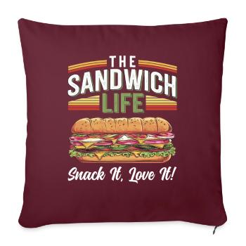 Sandwich Life Snack It Love It - Housse de coussin décorative 45 x 45 cm - bordeaux - Devant