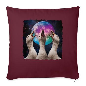 Oie canard lune hurlante - Housse de coussin décorative 45 x 45 cm - bordeaux - Devant