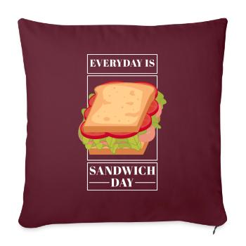 Tous les jours, c’est le jour du sandwich Toast Toastbrot - Housse de coussin décorative 45 x 45 cm - bordeaux - Devant