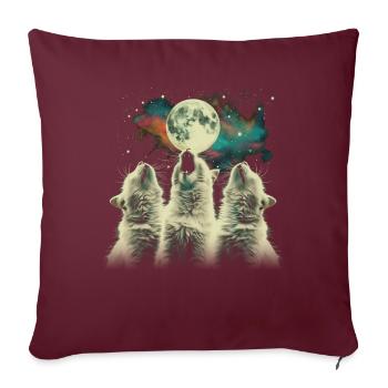 Chat de l’Himalaya Lune hurlante - Housse de coussin décorative 45 x 45 cm - bordeaux - Devant