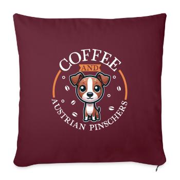 Kaffee und Österreichischer Pinscher - Sofakissenbezug 45 x 45 cm - Burgunderrot - Vorne