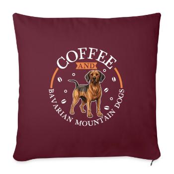 Café et chien de montagne bavarois - Housse de coussin décorative 45 x 45 cm - bordeaux - Devant