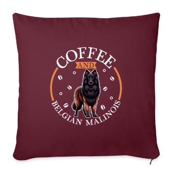 Café et berger belge - Housse de coussin décorative 45 x 45 cm - bordeaux - Devant