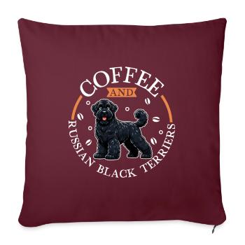Café et terrier russe noir - Housse de coussin décorative 45 x 45 cm - bordeaux - Devant
