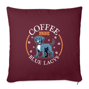 Café et dentelle bleue - Housse de coussin décorative 45 x 45 cm - bordeaux - Devant