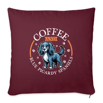 Kaffee und Epagneul Bleu de Picardie - Sofakissenbezug 45 x 45 cm - Burgunderrot - Vorne