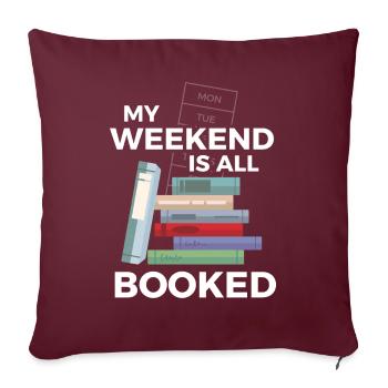 Le week-end est réservé Livres Lecture de livres - Housse de coussin décorative 45 x 45 cm - bordeaux - Devant