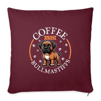 Kaffee und Bullmastiff - Sofakissenbezug 45 x 45 cm - Burgunderrot - Vorne