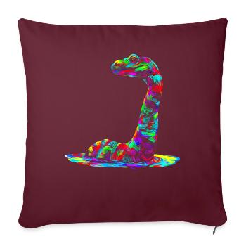 Nessie Plesiosaurier Loch Ness Monster Popart - Sofakissenbezug 45 x 45 cm - Burgunderrot - Vorne