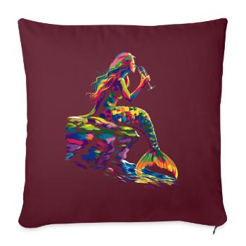 Sirène buvant du vin Popart - Housse de coussin décorative 45 x 45 cm - bordeaux - Devant