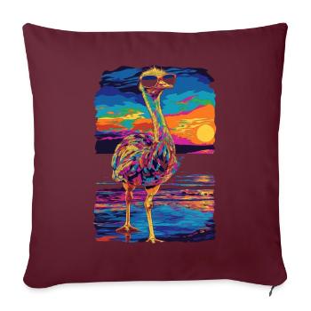 Autruche Animal Lunettes de soleil Plage Popart - Housse de coussin décorative 45 x 45 cm - bordeaux - Devant