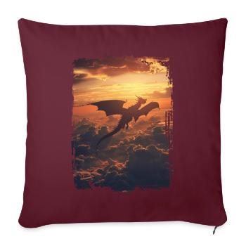 Drachen - Sofakissenbezug 45 x 45 cm - Burgunderrot - Vorne