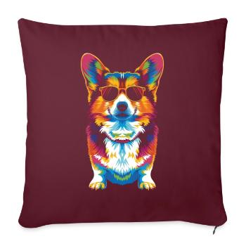 Pembroke Corgi Chien Lunettes de Soleil Popart - Housse de coussin décorative 45 x 45 cm - bordeaux - Devant