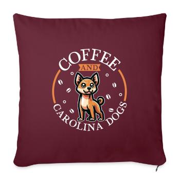 Café et chien de Caroline - Housse de coussin décorative 45 x 45 cm - bordeaux - Devant