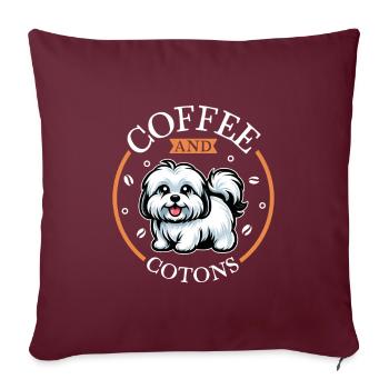 Café et Coton de Tuléar - Housse de coussin décorative 45 x 45 cm - bordeaux - Devant