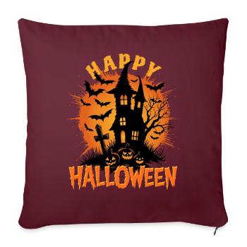 Joyeux Halloween Maison hantée - Effrayant - Housse de coussin décorative 45 x 45 cm - bordeaux - Devant