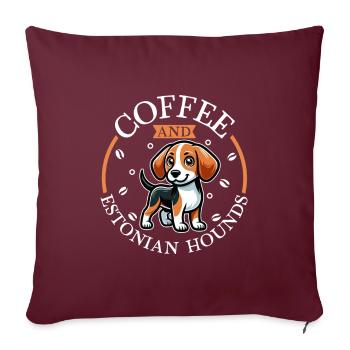 Café et lévrier estonien - Housse de coussin décorative 45 x 45 cm - bordeaux - Devant