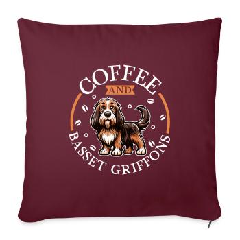 Café et Grand Basset Griffon Vendéen - Housse de coussin décorative 45 x 45 cm - bordeaux - Devant