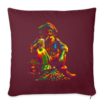 Capitaine Pirate Fumant Bière Popart - Housse de coussin décorative 45 x 45 cm - bordeaux - Devant