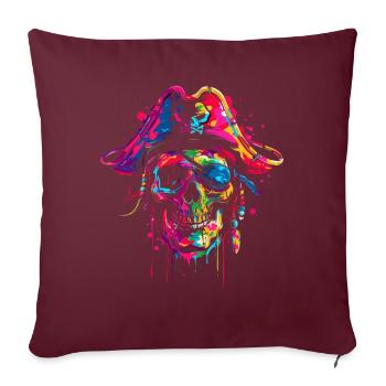 Capitaine pirate Skull Popart - Housse de coussin décorative 45 x 45 cm - bordeaux - Devant