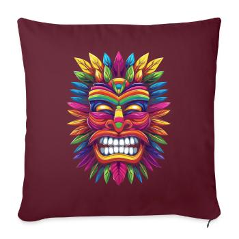 Tiki Luau Hawaii Hawaii Tiki Maske Popart - Sofakissenbezug 45 x 45 cm - Burgunderrot - Vorne