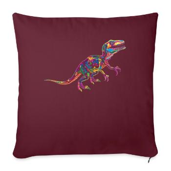 Vélociraptor Dinosaure Pop Art - Housse de coussin décorative 45 x 45 cm - bordeaux - Devant