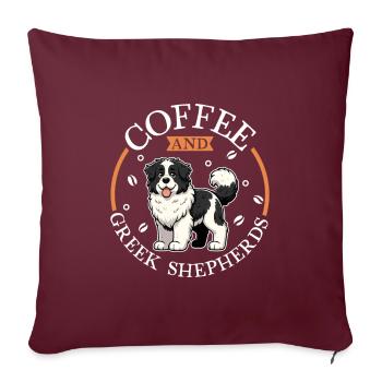 Café et berger grec - Housse de coussin décorative 45 x 45 cm - bordeaux - Devant