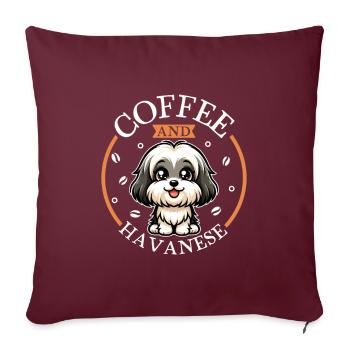 Kaffee und Havaneser - Sofakissenbezug 45 x 45 cm - Burgunderrot - Vorne