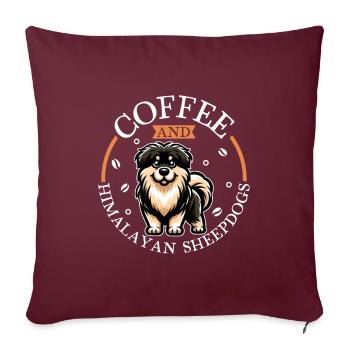 Café et chien de berger de l’Himalaya - Housse de coussin décorative 45 x 45 cm - bordeaux - Devant