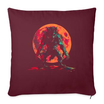 Werwolf Wolf Mond Popart - Sofakissenbezug 45 x 45 cm - Burgunderrot - Vorne